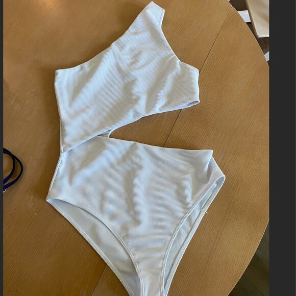 White One-Shoulder Swimsuit - Picture 2 of 3